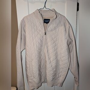 Beige Quilted Zip-Up Jacket